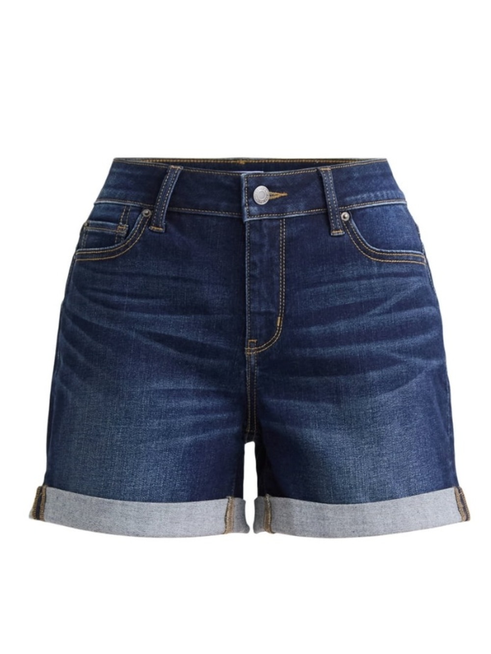 TIME & TRU 💙 DARK WASH CUFFED HEM MID-RISE DENIM SHORTS 💙 SIZE 10 🌟NWT🌟 - Picture 16 of 17